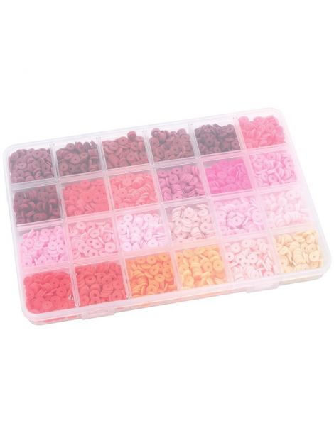 Boite de perles Heishi 6 mm - Artemio rouge et rose