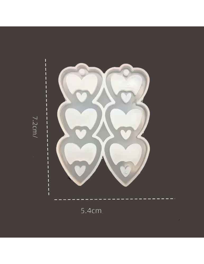 Moule en silicone "double cœur" pour Boucle d'oreille N°25