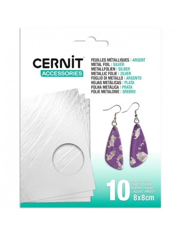 Pack 10 Feuilles Métallisées Cernit argentées - Éclat & Effets Précieux pour Polymère
