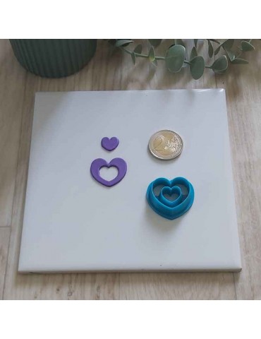 Emporte-pièce 3D pour pâte polymère "Double Coeur" n°101|Funnypat