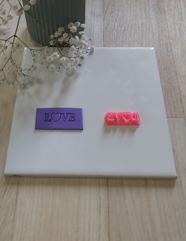 Tampon 3D pour pâte polymère "LOVE"|Funnypat mini