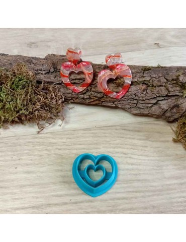 Emporte-pièce 3D pour pâte polymère "Double Coeur" n°101|Funnypat